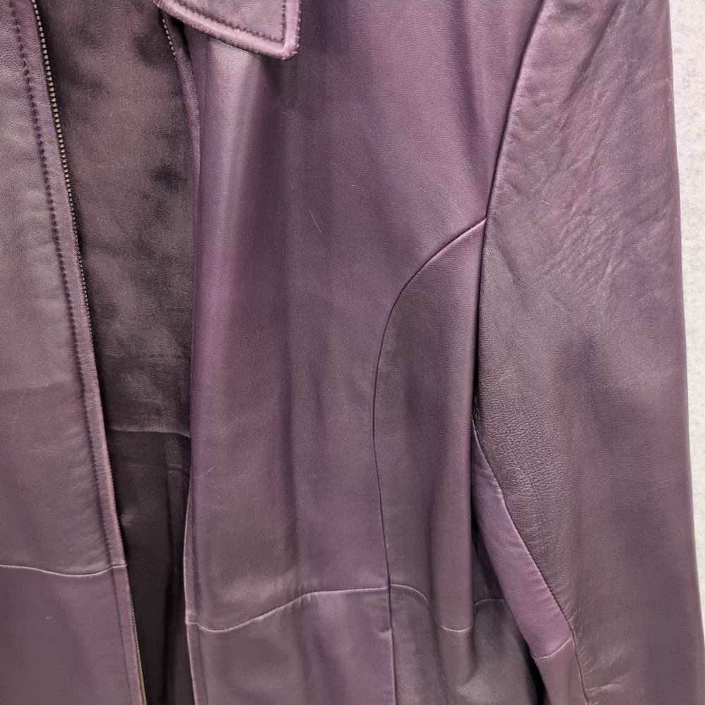 Centigrade Leather Purple Full Zip Jacket Womens Large Plum Genuine Leather Coat - Picture 5 of 12